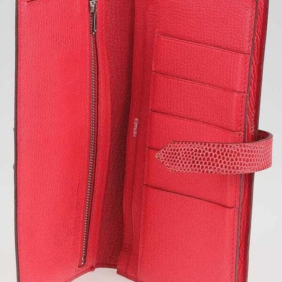 Hermes Bougainvillea Lizard Bearn Gusset Wallet - Picture 5 of 7
